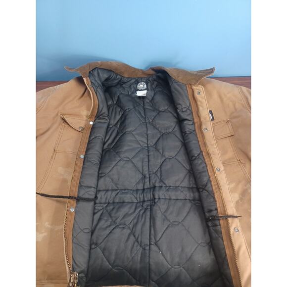 VTG Polar King Duck Canvas Work Jacket Brown Quilted Talon Zip USA Faded 3XL - Picture 8 of 16
